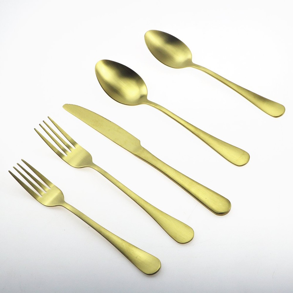 20-Piece 18/10 Matte Gold Stainless Steel Flatware Set for 4