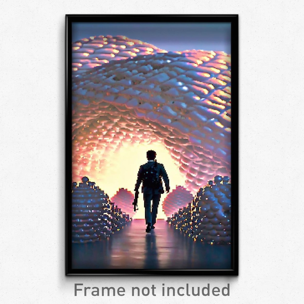 8 Bit Psychedelic Pixel Art Poster - Rubbery Rise Trippy Video Game Print