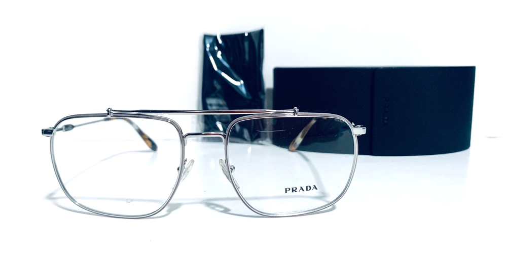 Prada VPR 56U Silver Metal Square RX Eyeglasses 55-18-145 Italy