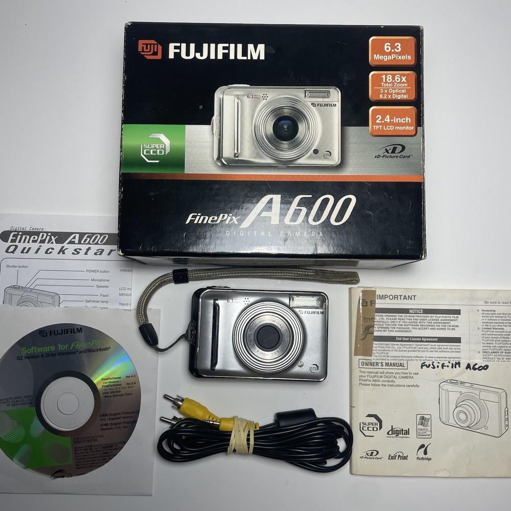 Fujifilm FinePix A600 6.3MP Digital Camera with Box Accessories & Manuals Tested