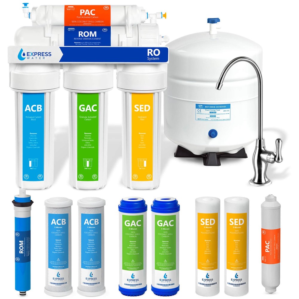Express Water RO5DX Reverse Osmosis Filtration NSF Certified 5 Stage RO Syste...
