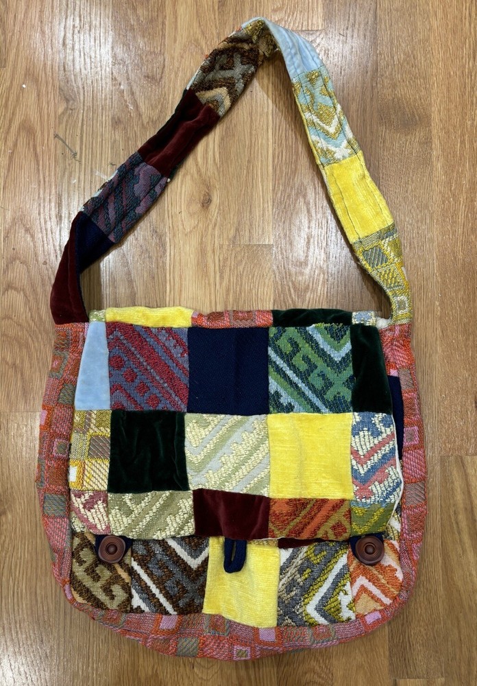 Patchwork Mixed Materials Shoulder Bag