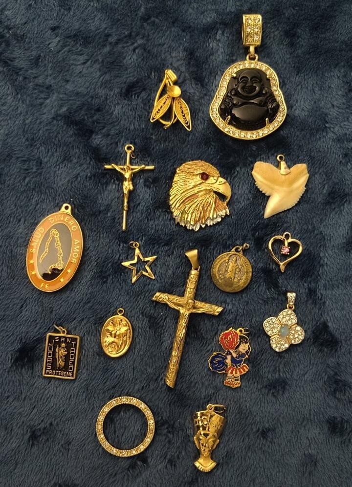 Lot of 16 Variety of Gold Tone Necklace Pendants