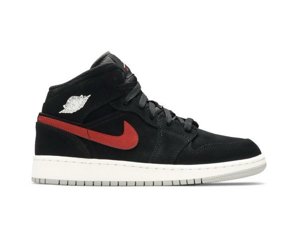NEW Jordan 1 Mid Multi-Color Swoosh Black Retro Red Blue 554725-065 Size 6.5
