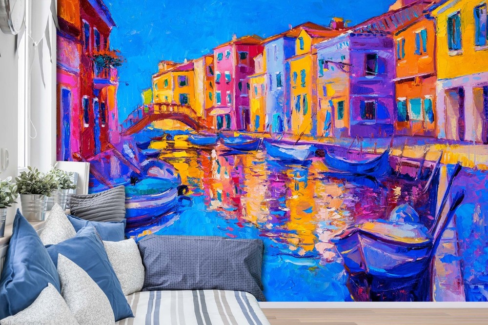 3D Venice Water City Oil Painting Wall Murals Wallpaper Murals Wall Sticker 4