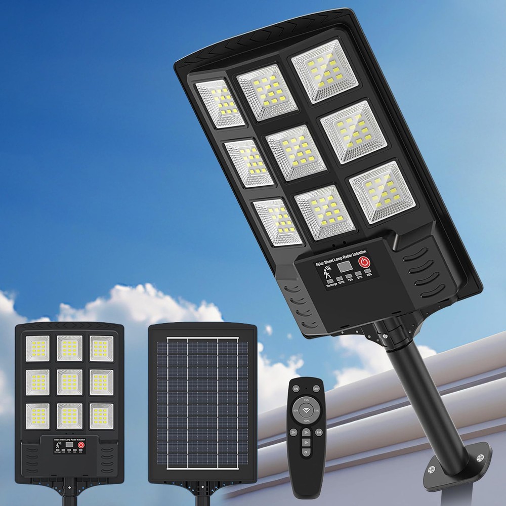 Farola Solar Exterior Impermeable,6500K Luces Solares Exterior 12000LM LED...