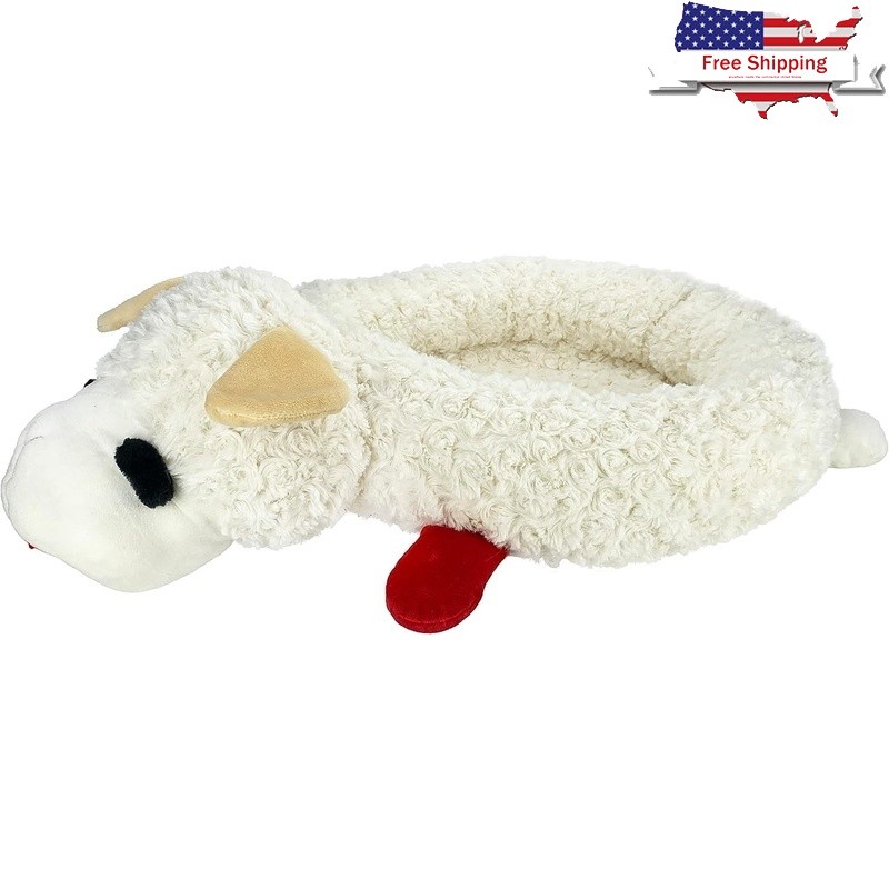 Calming Plush Lamb Chop Dog Bed Soft Comfortable Naptime Companion