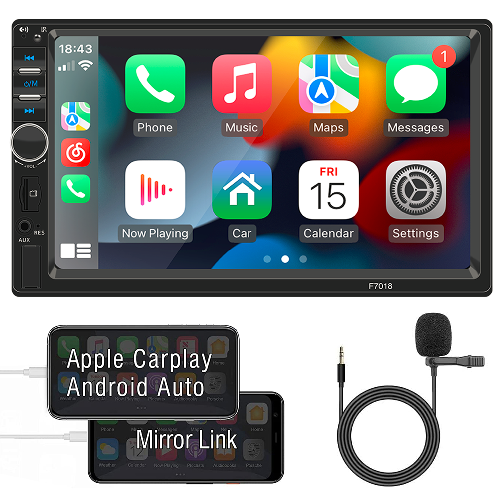 7-inch Double 2 DIN Car Stereo with Touchscreen Apple CarPlay Android Auto Bluetooth-image