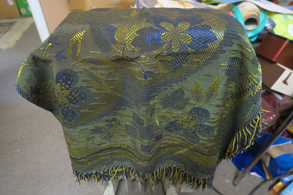 Vintage Fine Woven  Wall Hanging Tablecloth Brocade Cotton 48