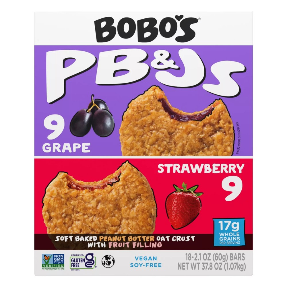 Bobo's PB&J Oat Snacks, Variety Pack, 2.1 Ounce (Pack of 18) (NO SHIP TO CA)