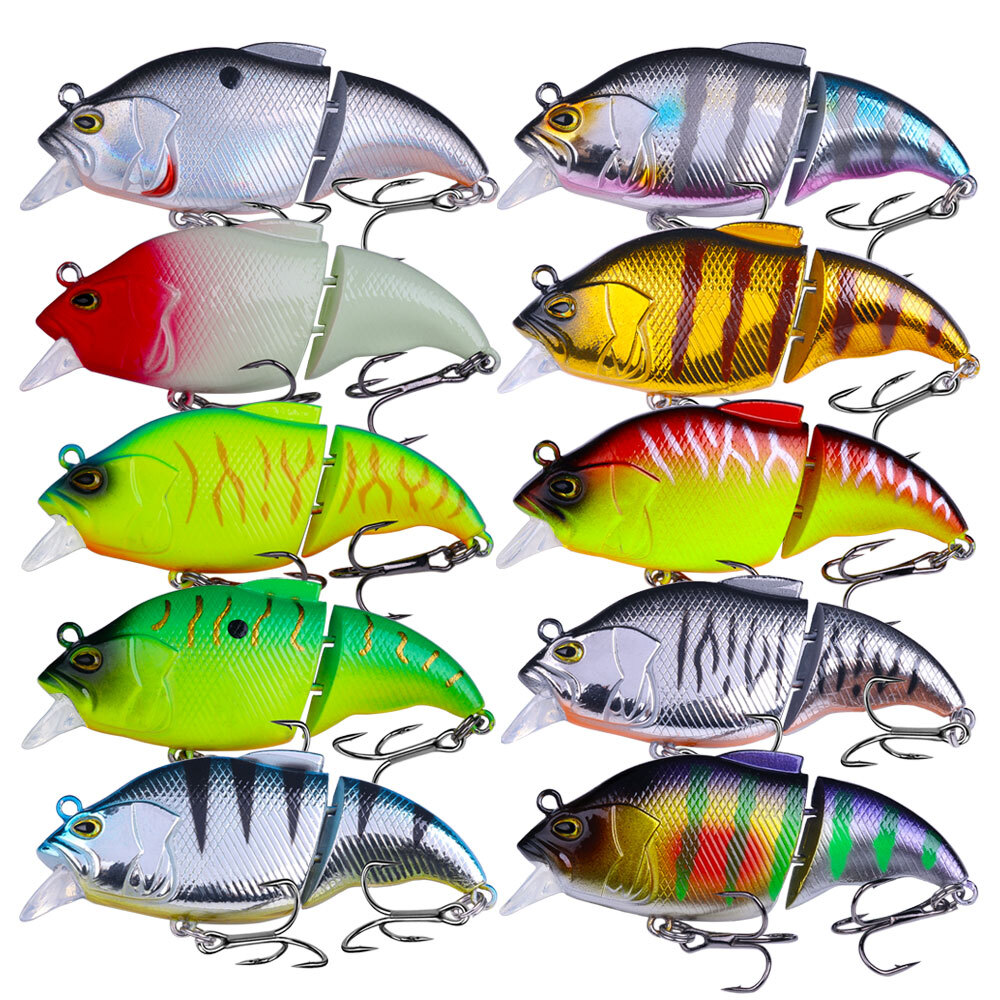 10PCS Jointed Crankbait Swimbait Minnow Lures for Bass Fishing