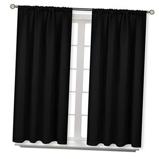 Rod Pocket Blackout Curtains 42x45 Inches 2-Pack for Bedroom