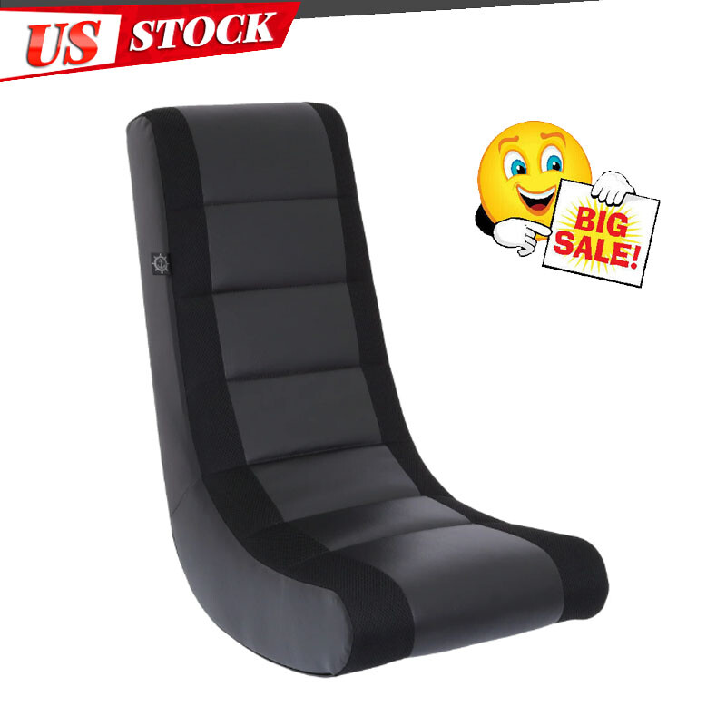 Classic Video Rocker Floor Gaming Chair PU Faux Leather Polyester Mesh Ergonomic