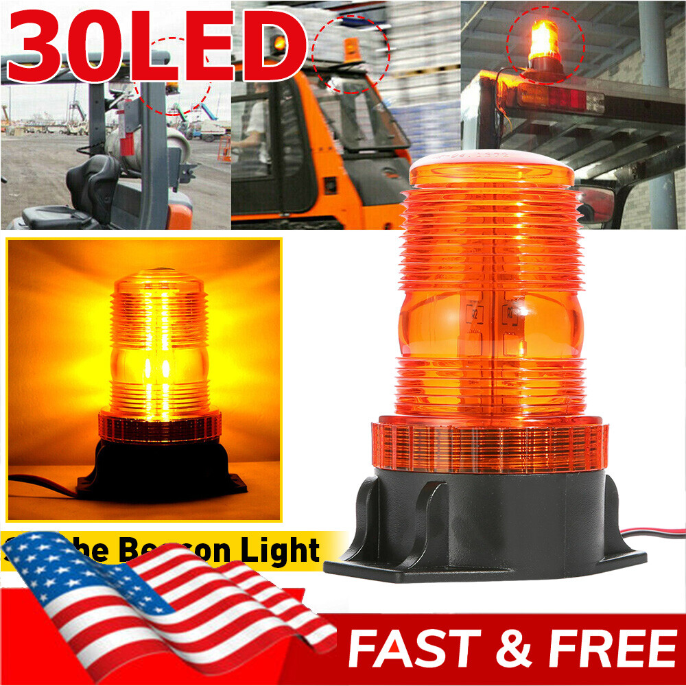 30LED Amber Rotating Strobe Light Rooftop Beacon Flash Warning 12V-24V