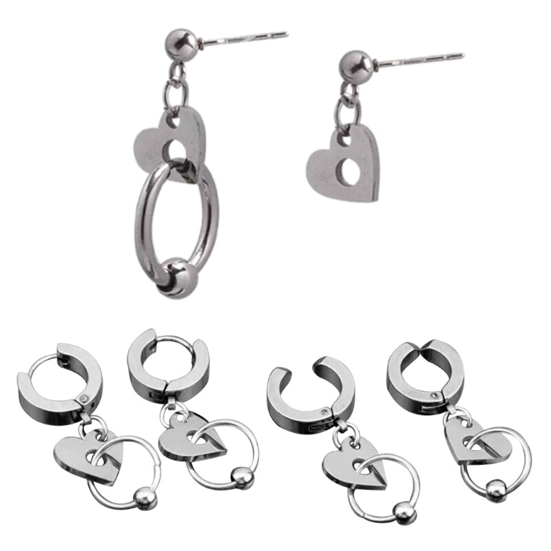 Y2K Gothic Sweet Cool Hoop Earrings with Heart for Women and Men