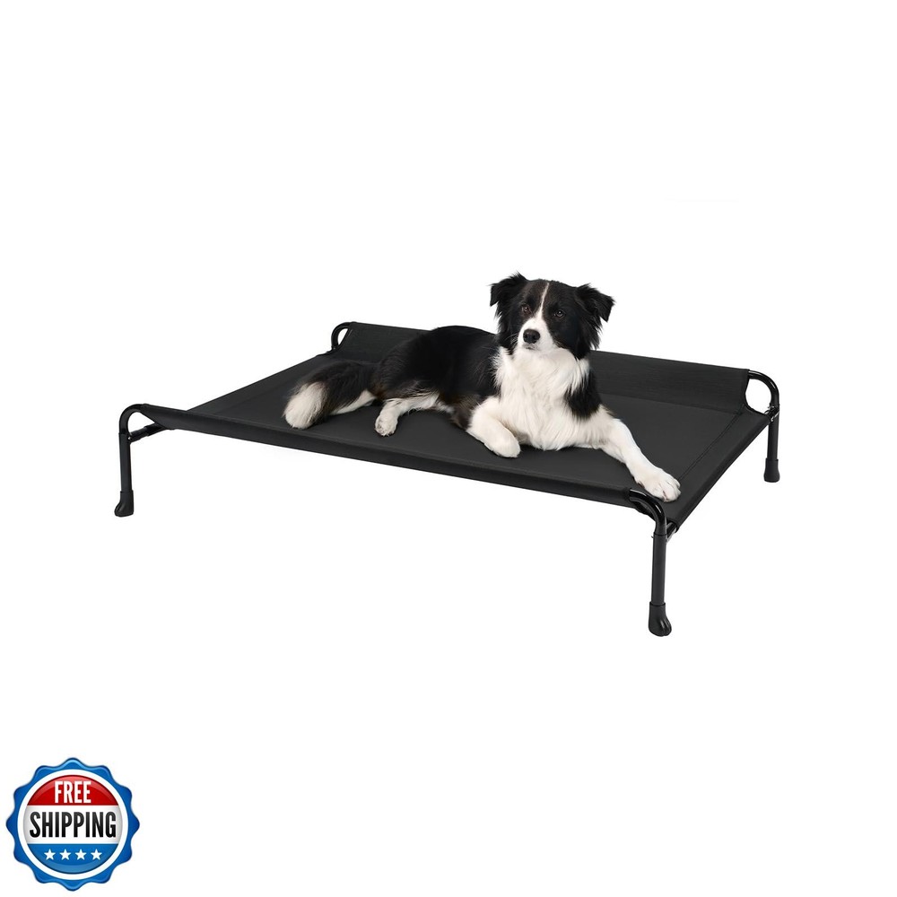 Cooling Elevated Dog Bed with Guardrail & Headrest for Comfort