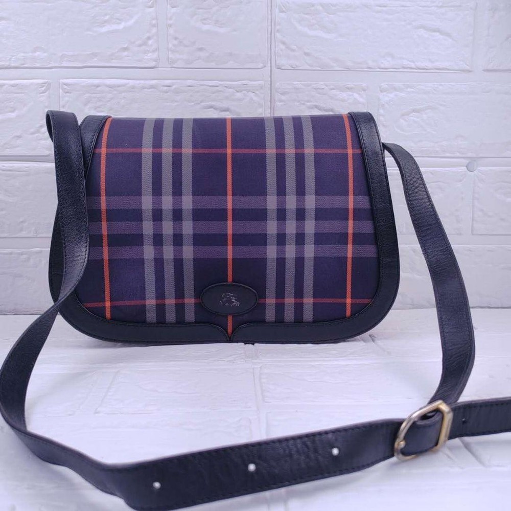 Burberry Shoulder Bag Nova Check Canvas Navy Authentic F100160