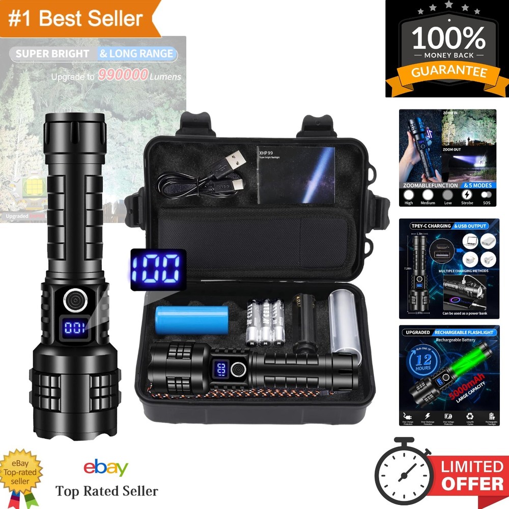 All-in-One Tactical Flashlight Kit - 990,000 Lumens Brightness with Accessories
