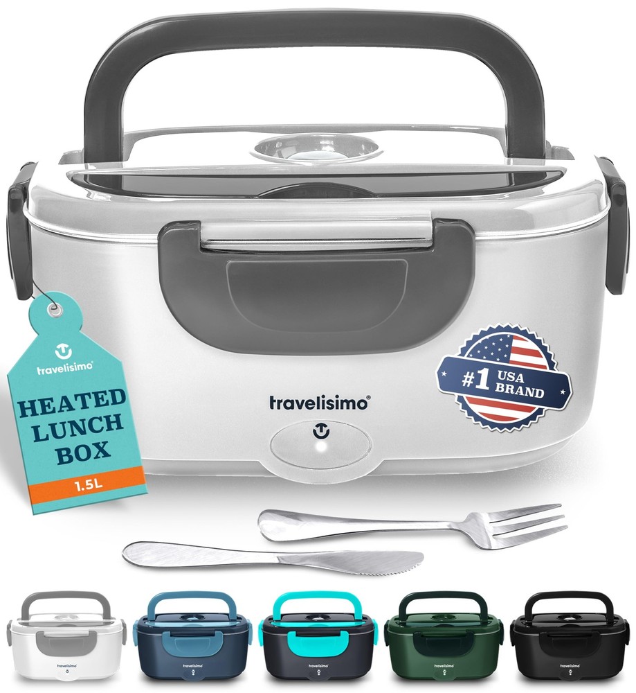 Portable 80W Electric Lunch Box 1.5L Stainless Steel Heated Food Container for Adults