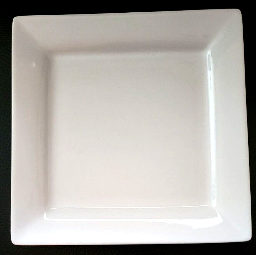 SET OF 2 BETTER HOMES & GARDENS SAVION WHITE PORCELAIN SQUARE SALAD PLATES 8 1/2