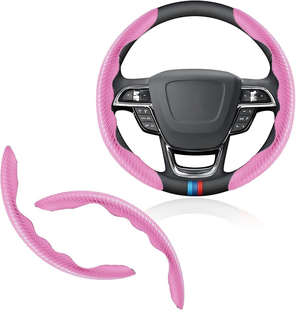 Universal Fit Carbon Fiber Steering Wheel Cover, Segmented Steering Wheel Protec