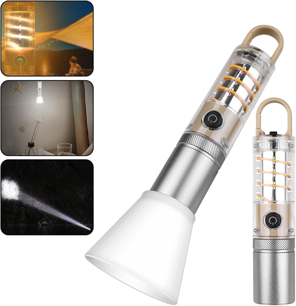 Rechargeable High Lumens Tactical LED Flashlight - 5 Lighting Modes, Beige