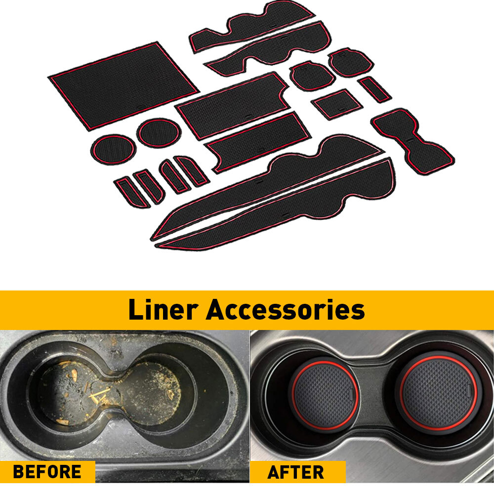 For Toyota Tacoma Accessories Cup Holder Liner Insert Red Trims 2016-2022 Red