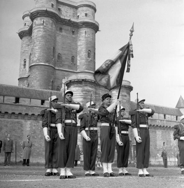 Soldiers of Foreign Legion parade for ceremony commemorating Battl- Old Photo