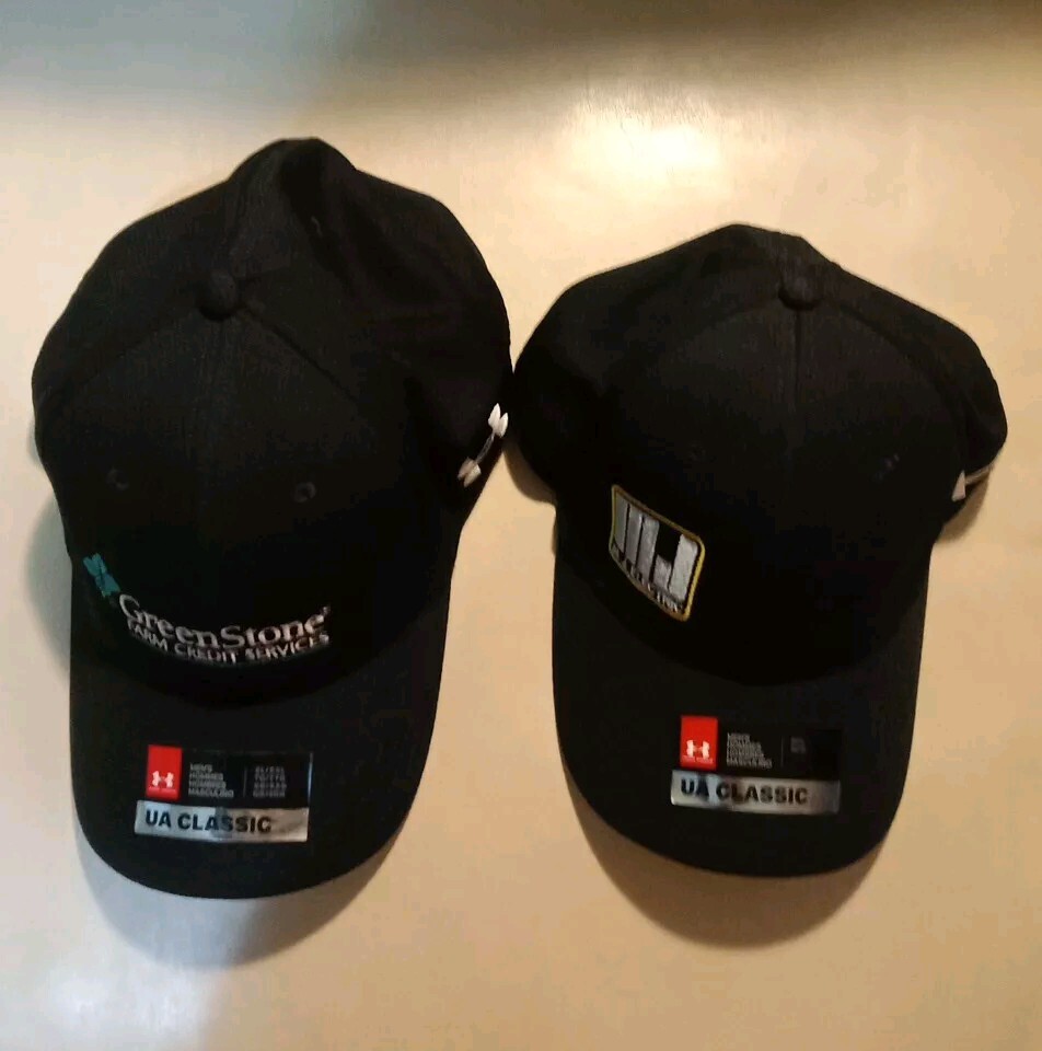 Lot of 2 Black Under Armour Classic Fit Mens Hat M/L  & XL/XXL Embroidered Logo