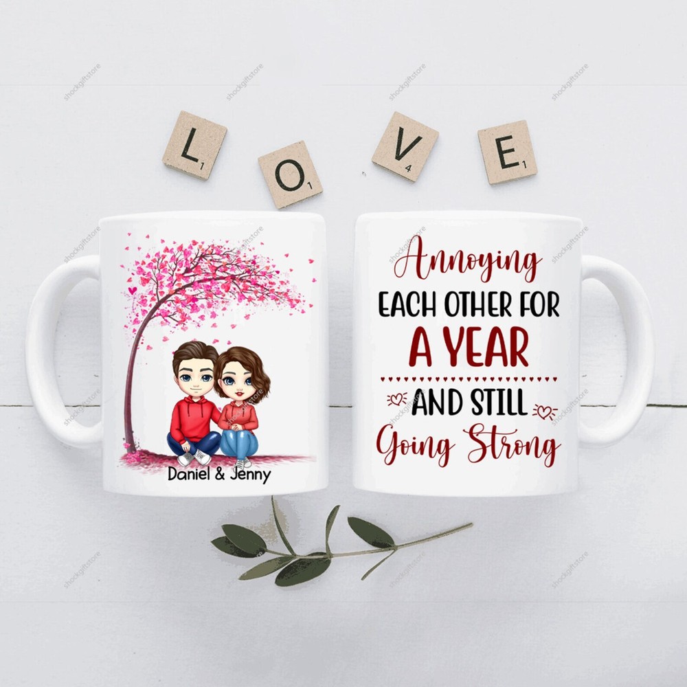 Custom Chibi Couple Valentine Mug Personalised Funny Annoying Each Other Design