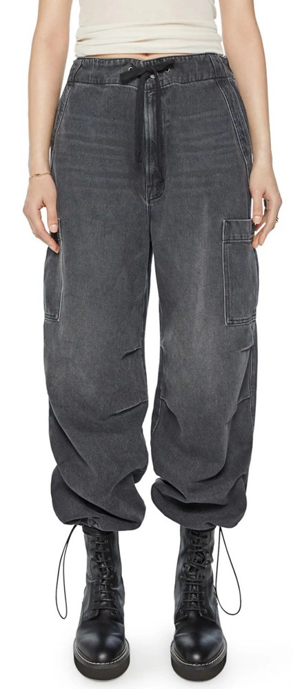 Free People Mother The Munchie Black Drawstring Ankle Jeans Size 27 Brand New