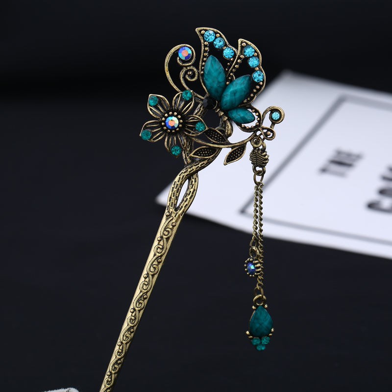 Vintage Tassel Flower Hairpin Hanfu Chinese Style Hair Accessory