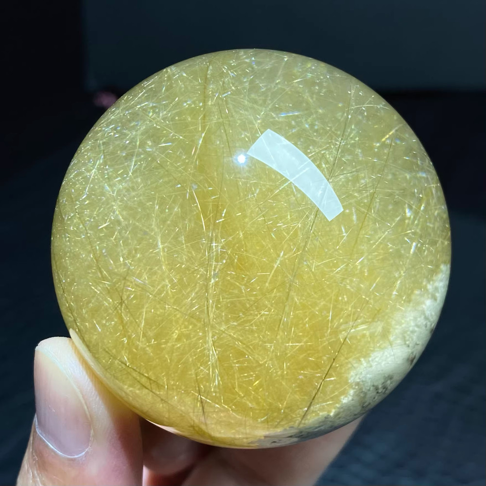 56mm Natural hair crystal sphere quartz polished ball Reiki energy healing gift