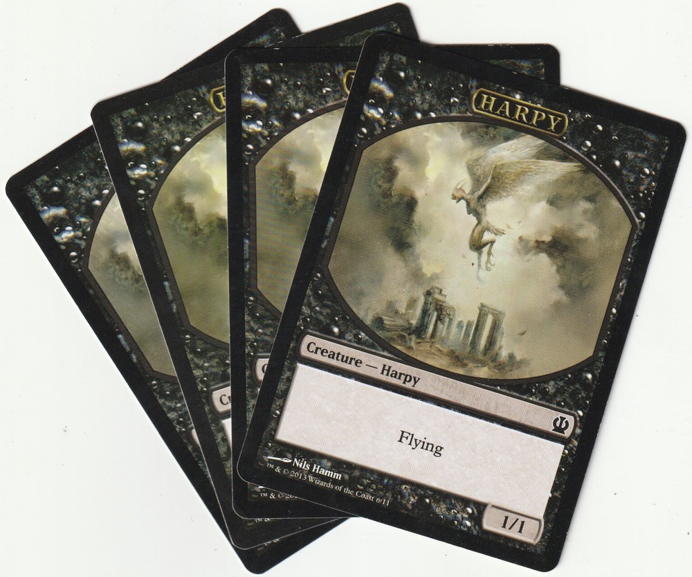 ✪ 4 MAGIC The Gathering HARPY Black Creature Tokens MTG PLAYSET THS/EN 2013