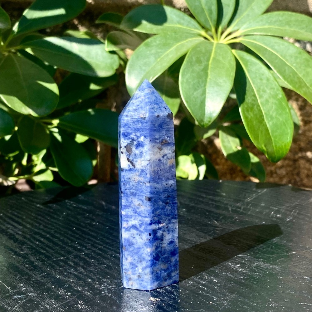 79G Natural blue striped stone crystal Obelisk quartz crystal energy column