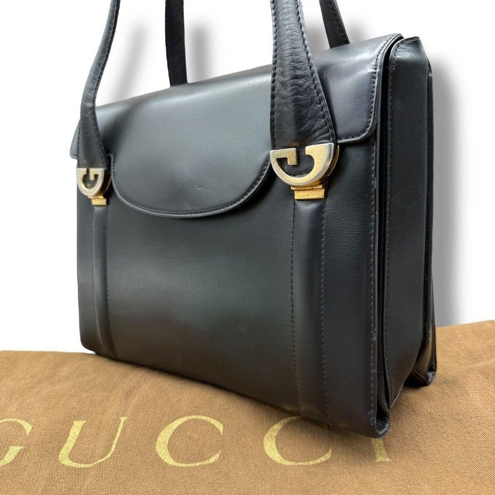 Authentic Used Gucci 170 Tote Bag with Old G Metal Fittings
