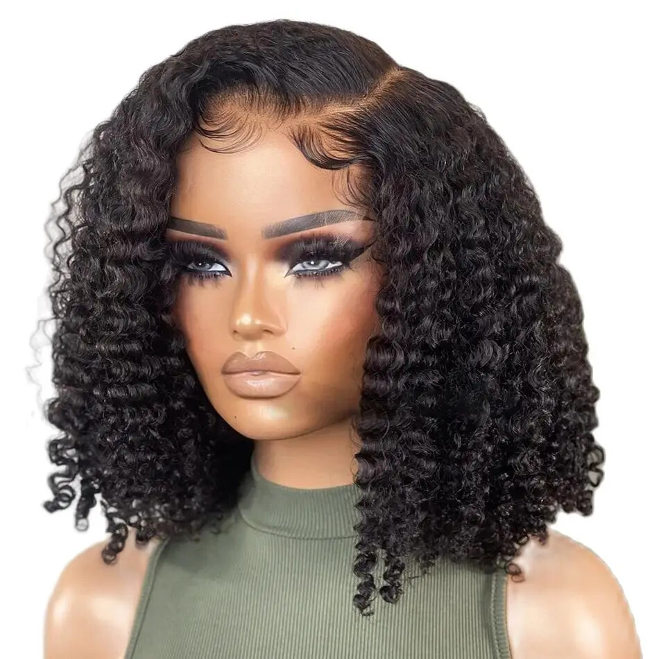 Curly HD Transparent Glueless Lace Front Human Hair Wig Ready to Wear