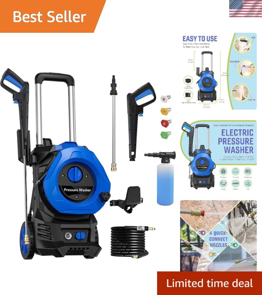 4800PSI Electric Pressure Washer 2.9GPM for Car Garden Cleaning 25ft Hose