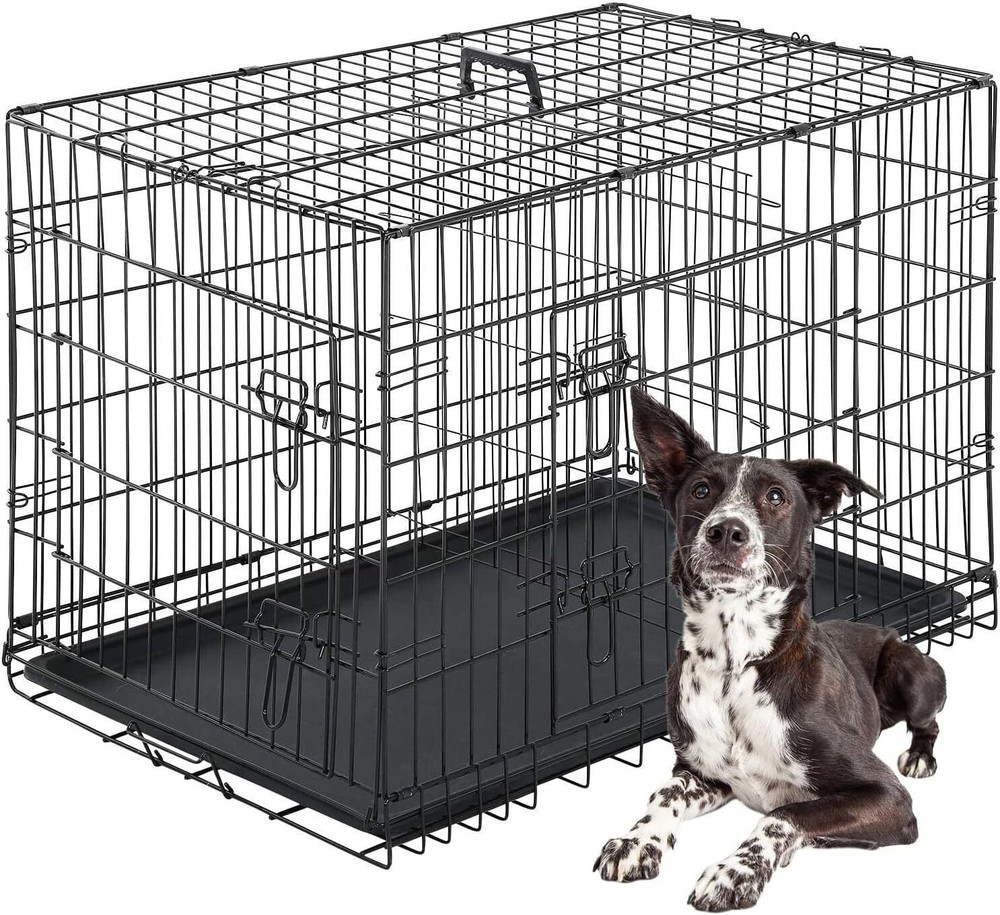 FDW Dog Crate Dog Cage Pet Crate for Large Dogs Folding Metal Pet Cage