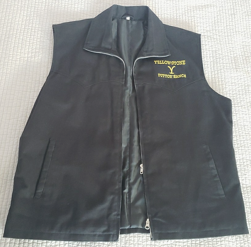 Yellowstone Dutton Ranch Zip-Up Vest Black Lined Western Apparel Men's Size XL