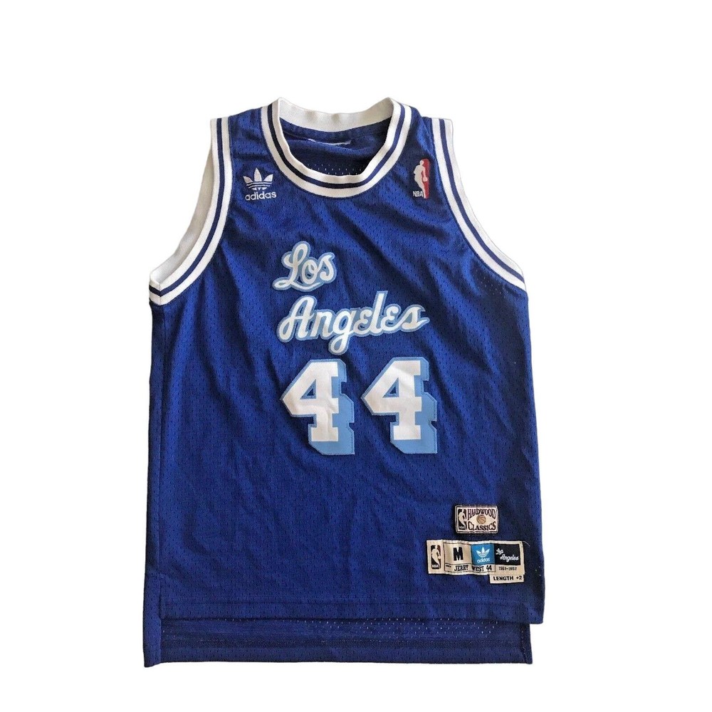 Jerry West NBA LA Lakers #44 Jersey Youth M Hardwood Classics Adidas Length +2