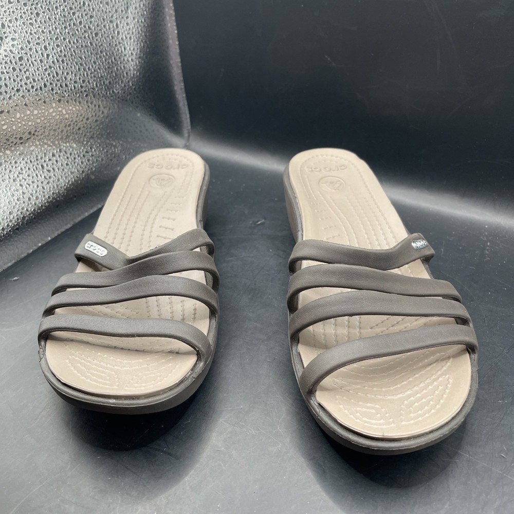 CROCS Womens sz 8 Patricia Strappy Sandal Slides Low Wedge 2