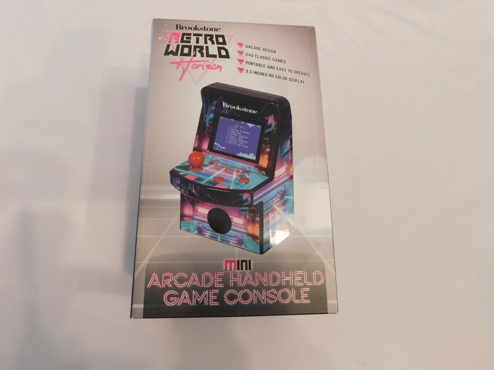 Brookstone Retro World Horizon Mini Arcade Handheld Game Console NEW