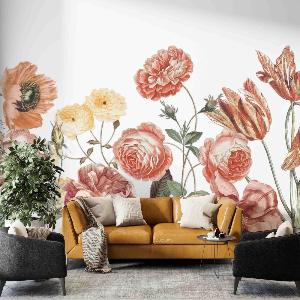 3D Flowers Flora Watercolor Wall Murals Wallpaper Murals Wall Sticker 42