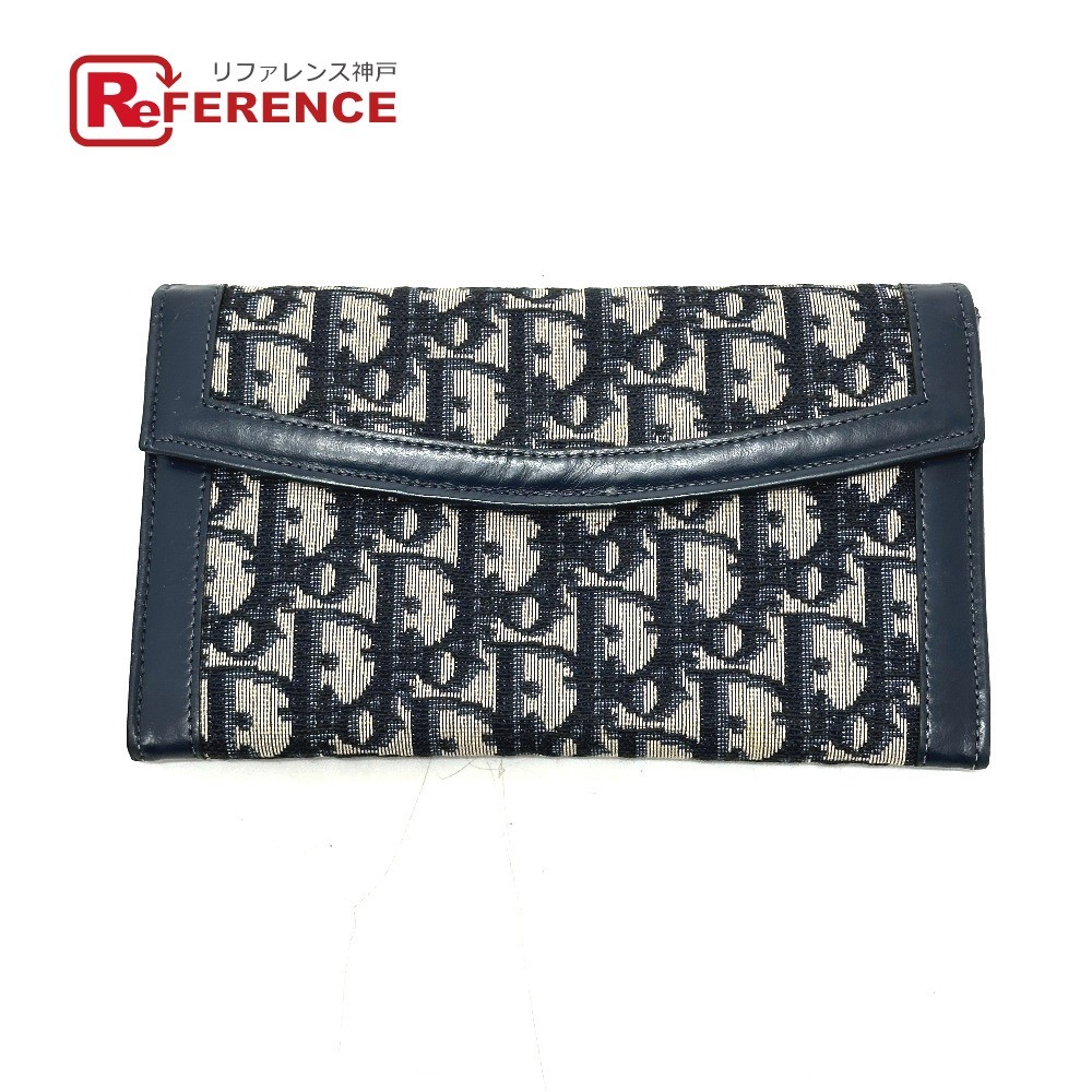 Dior Trotter Jacquard Long Wallet in Navy Women's Designer Bag Pre-Owned