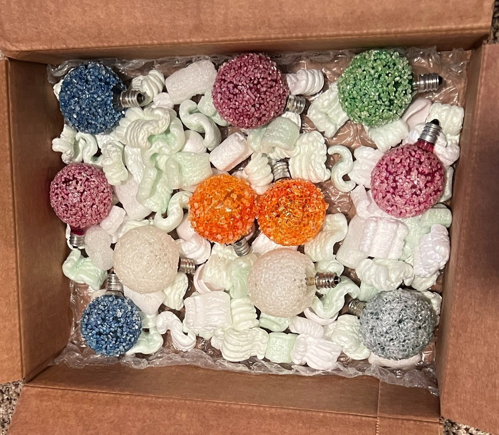 Vintage GE Lighted Ice Snowball Christmas Bulbs Working - Lots of 11 bulbs