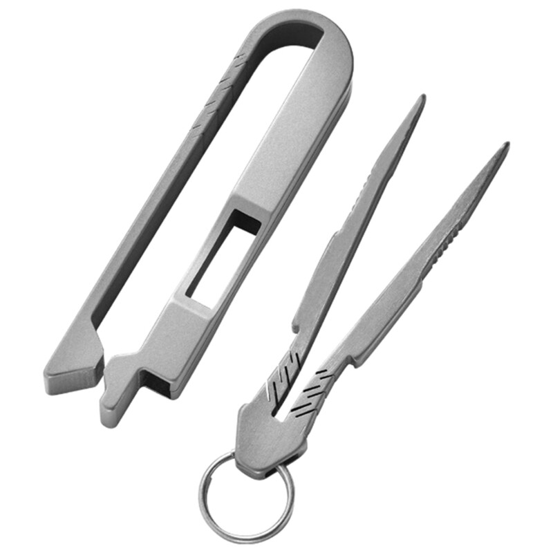 Titaniums Alloy Keychain Quick Detachable Tweezer for Camping Hiking Emergencies