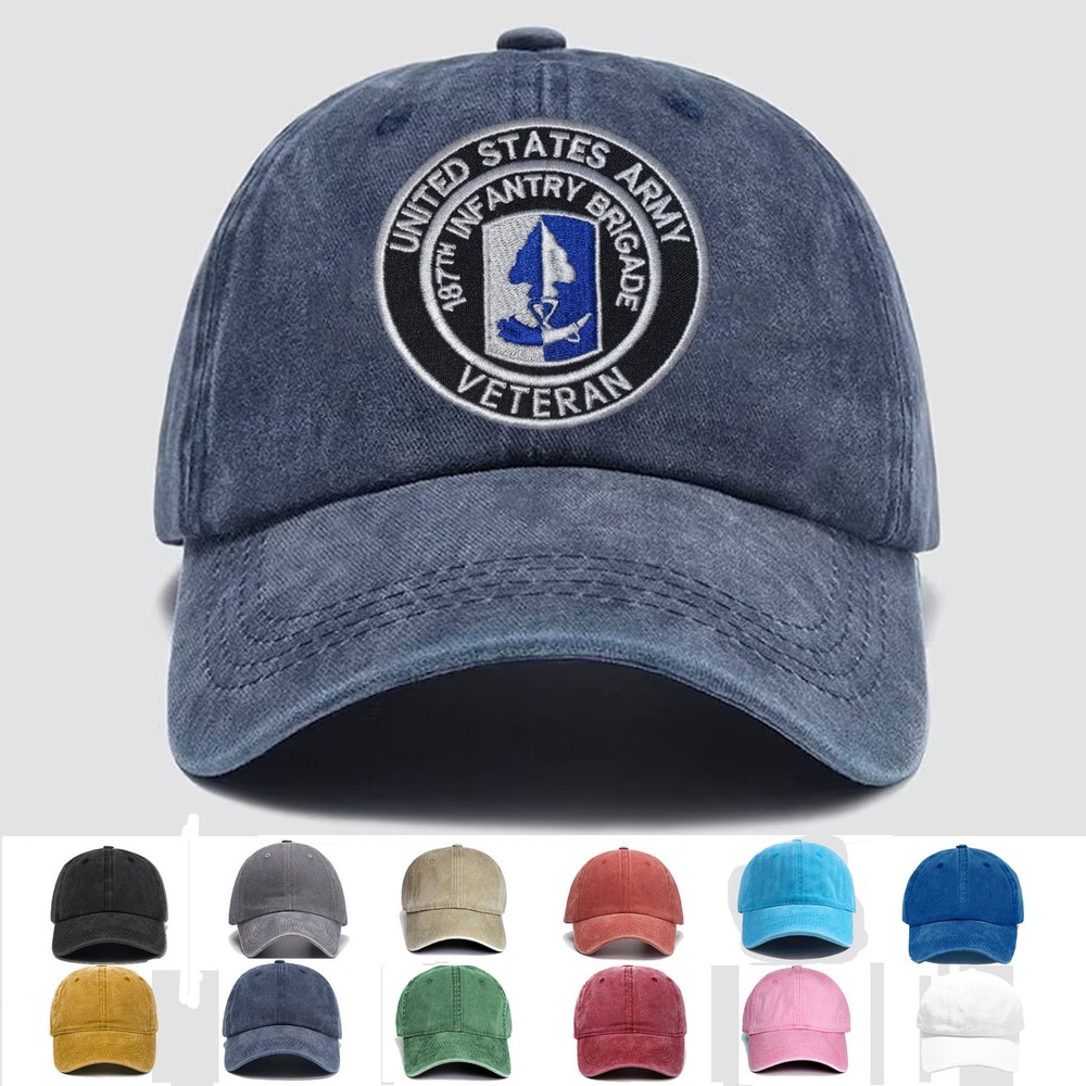 Custom Embroidered Hat US Army 187th Infantry Brigade Veteran, Trucker Hat, Gift