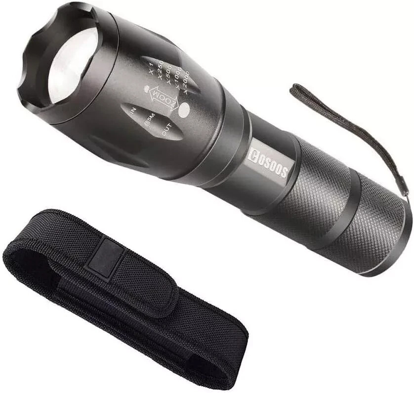 COSOOS LED Flashlight with Holster, Tactical Flashlight and Holder for Belt,1000