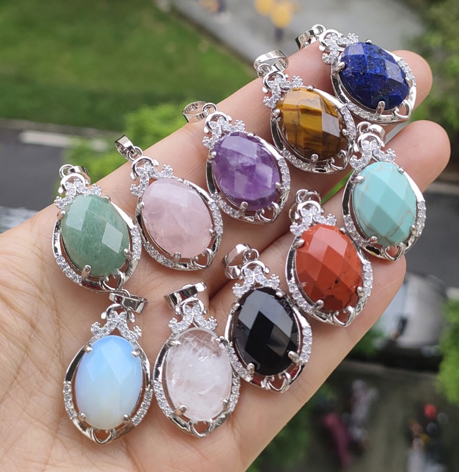 10pcs Amethyst Vary Gems Pendants Faceted Magic Reiki Healing Amulet Elegant